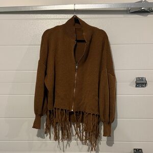 Brown Fringe Women's Sweater